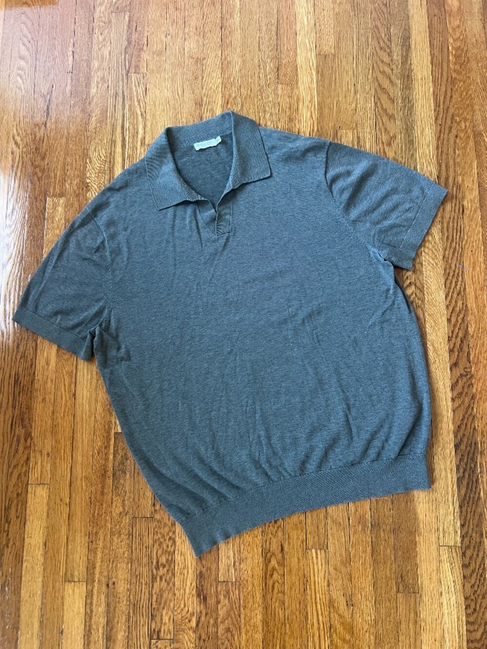 SuitSupply Cotton-Silk Blend Green Johnny Collar Polo Shirt - Men's XXL